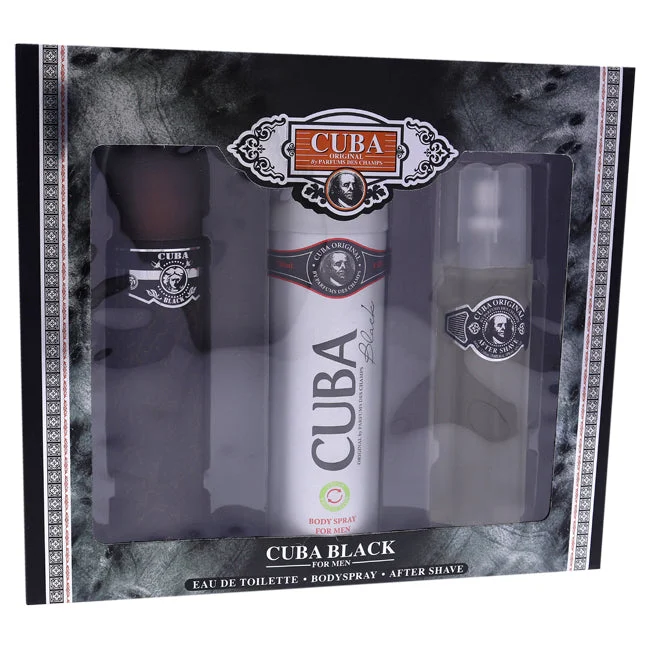 CubaCuba Black by Cuba for Men - 3 Pc Gift Set